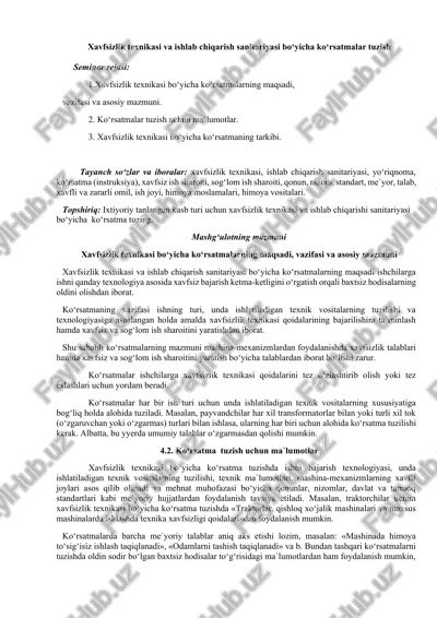 xavfsizlik texnikasi va ishlab chiqarish sanitariyasi bo‘yicha ko‘rsatmalar tuzish — DOCX