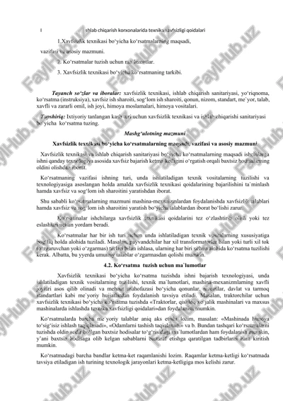 xavfsizlik texnikasi bo‘yicha ko‘rsatmalar — DOCX