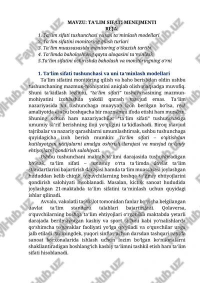 ta’lim sifati menejmenti — DOCX