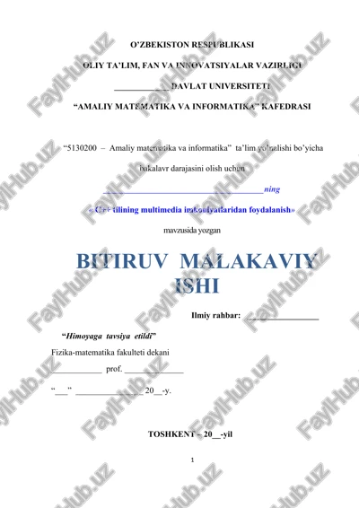c++ tilining multimedia imkoniyatlaridan foydalanish — DOCX