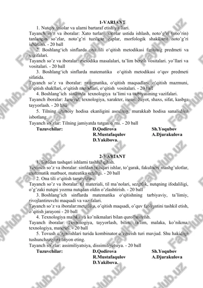 boshlang‘ich sinflarda matematika o‘qitish metodikasi — DOCX