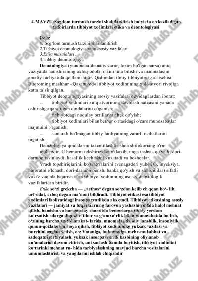 sog‘lom turmush tarzini shakllanitirish — DOCX