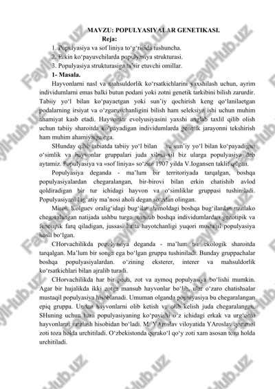 populyasiyalar genetikasi — DOCX
