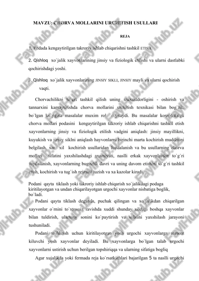 chorva mollarini urchitish usullari — DOCX