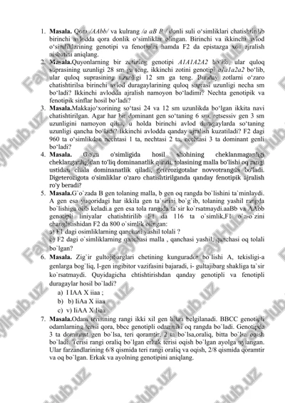 o‘simliklarda genotip va fenotip aniqlash — DOCX