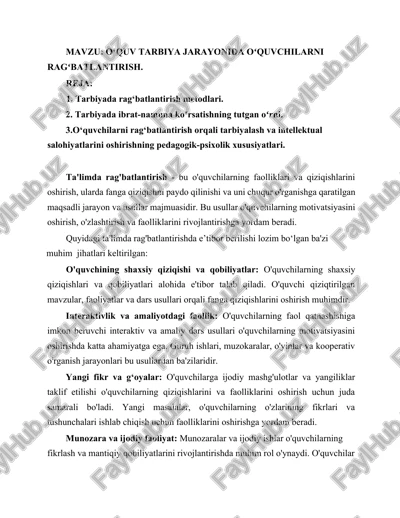 o‘quvchilarni rag‘batlantirish — DOCX