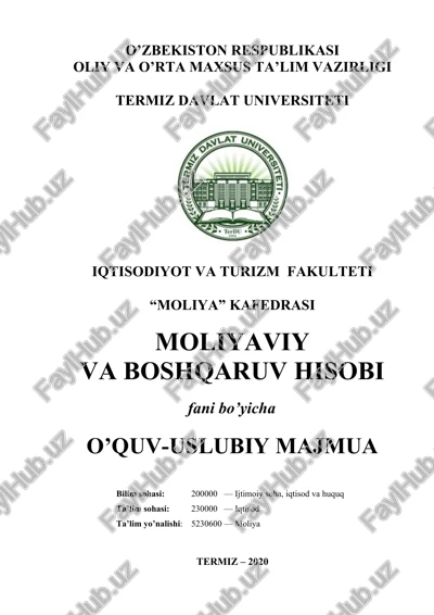 moliyaviy va boshqaruv hisobi — DOCX