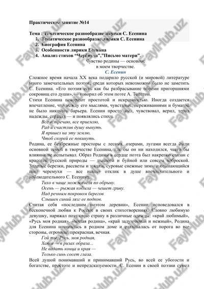 tematicheskoe raznoobrazie liriki s. esenina — DOCX