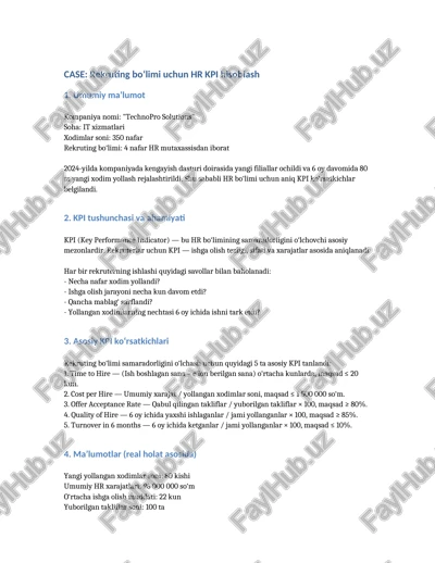 rekruting bo‘limi uchun hr kpi hisoblash — DOCX