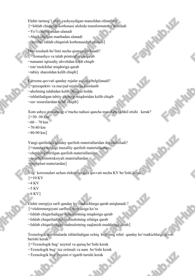 elektr tarmog’i aholi yashyaydigan manzildan olinadimi? — DOCX