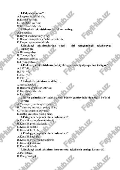 perkussiya tekshirish usuli — DOCX