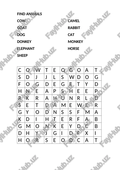find animals — DOCX