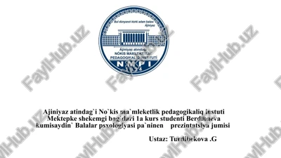balalar psixologiyasi pa'ninen prezintatsiya jumisiustaz: turdibekova.g — PPTX