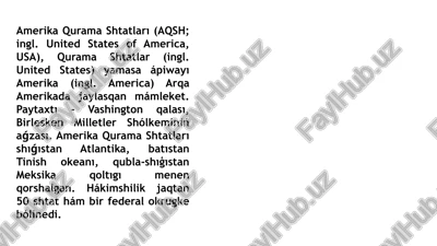 amerika qurama shtatları (united states of america) — PPTX