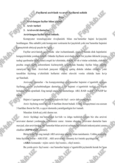 arxivlangan fayllarni ishlash — DOCX