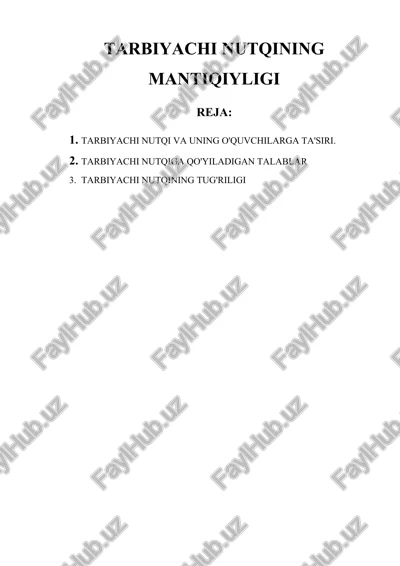 tarbiyachi nutqining mantiqiyligi — DOCX