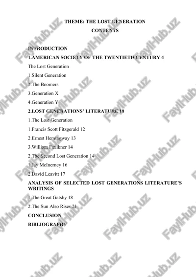 lost generations in american literature — DOCX