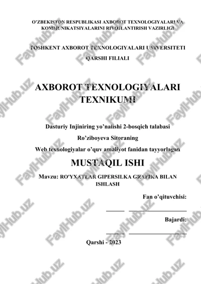 ro'yxatlar gipersilka grafika bilan ishlash — DOCX