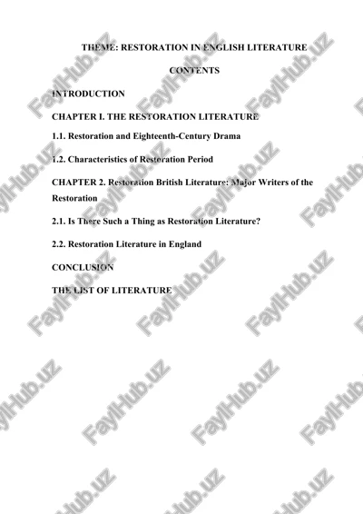 restoration in english literature — DOCX