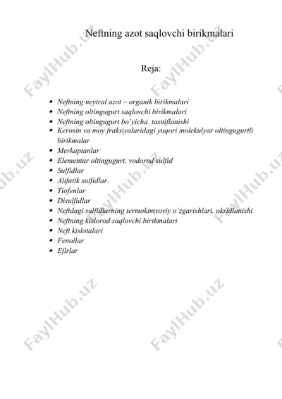 neftning azot saqlovchi birikmalari — DOC