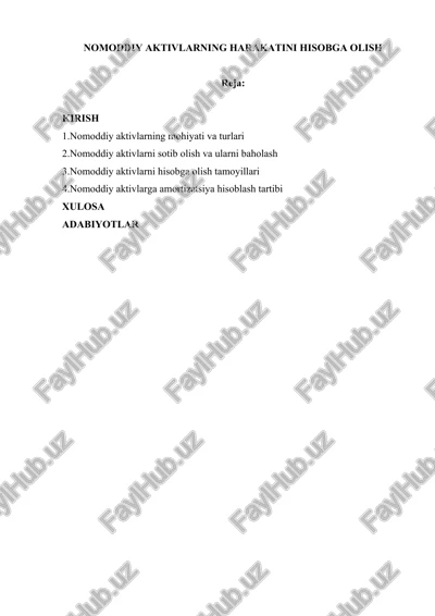 nomoddiy aktivlarning harakatini hisobga olish — DOC