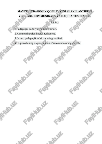 pedagogik qobiliyatni shakllantirish yo'llari — DOCX