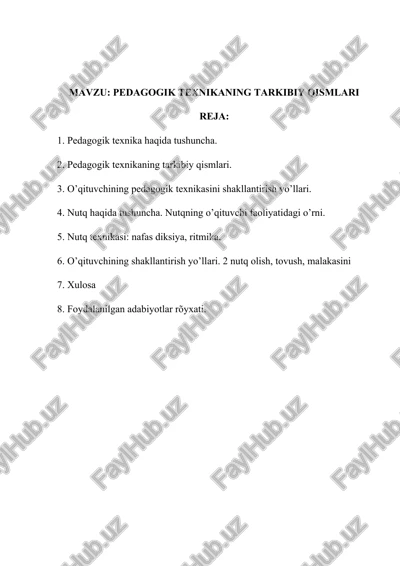 pedagogik texnikaning tarkibiy qismlari — DOCX