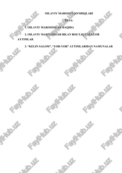 oilaviy marosim qo'shiqlari — DOCX