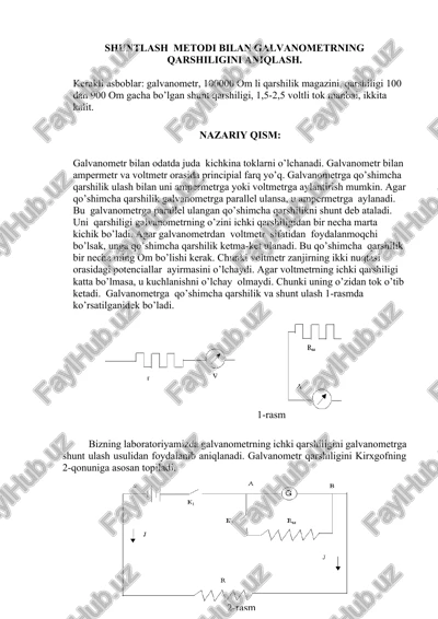 galvanometrning qarshiligining aniqlanishi — DOCX