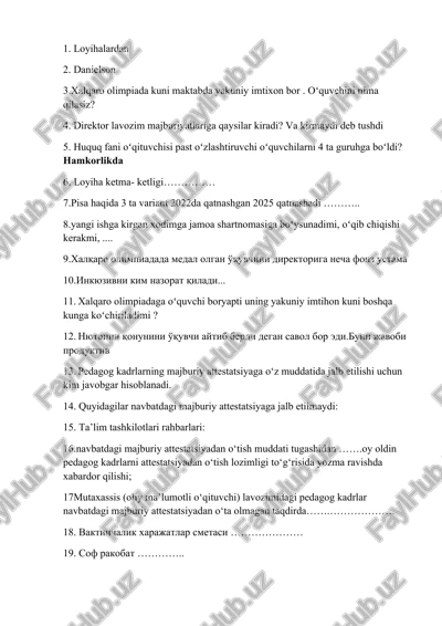 xalqaro olimpiada kuni maktabda — DOCX