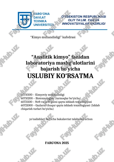 analitik kimyo laboratoriya mashg'ulotlari — DOCX