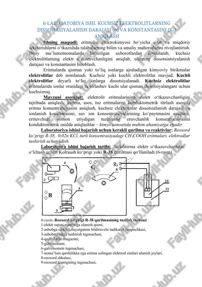 kuchsiz elektrolitlarning dissotsiasiyalani darajasi va konstantasi — DOCX