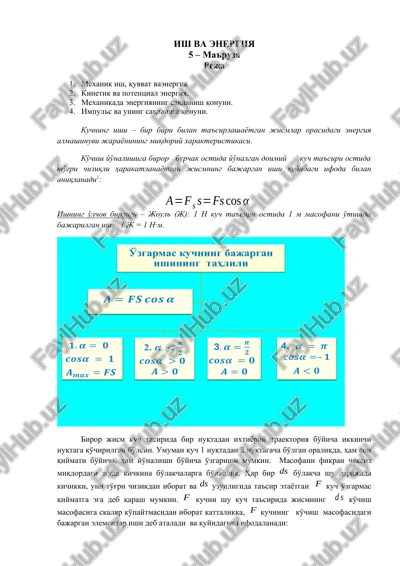 ish va energiya — DOCX