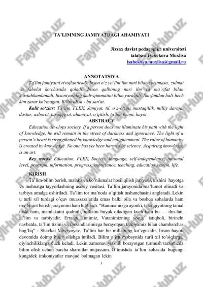 ta’limning jamiyatdagi ahamiyati — PDF