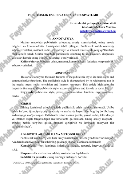 publitsislik uslub va uning xususiyatlari — DOCX
