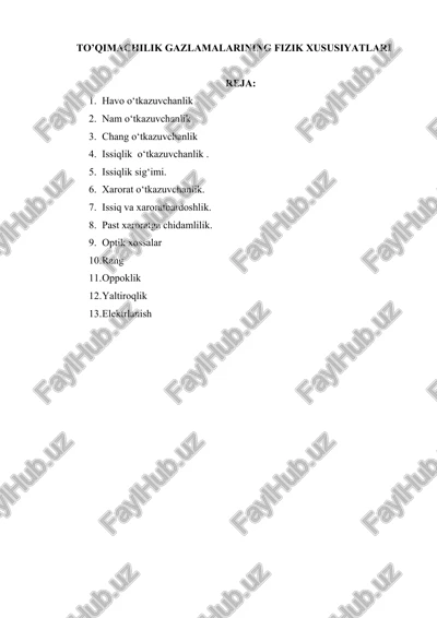 to’qimachilik gazlamalarining fizik xususiyatlari — DOCX
