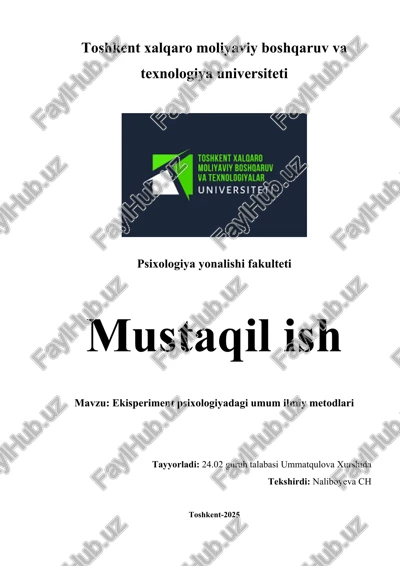ekisperiment psixologiyadagi umum ilmiy metodlari — DOCX
