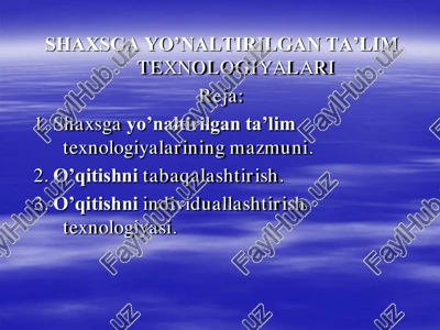 shaxsga yo’naltirilgan ta’lim texnologiyalari — PDF