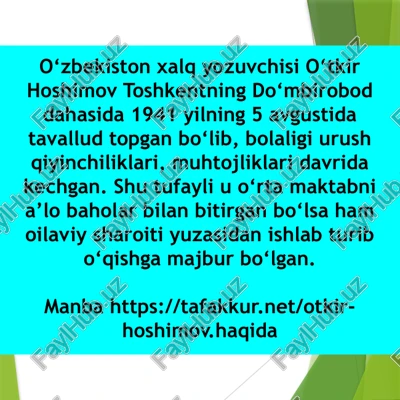 o‘zbekiston xalq yozuvchisi o‘tkir hoshimov — PPTX