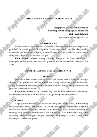 amir temur va temuriylar davlati — DOCX
