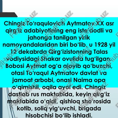 chingiz to‘raqulovich aytmatov — PPTX
