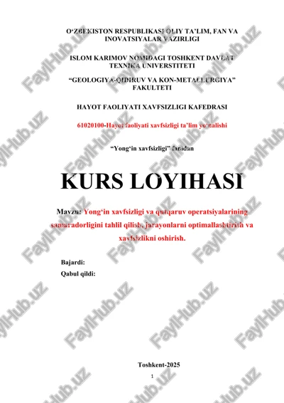 yong‘in xavfsizligi va qutqaruv operatsiyalarining samaradorligini tahlil qilish kursi — DOC