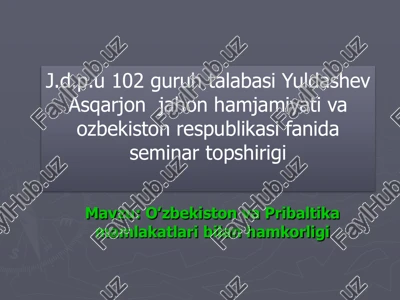 oʻzbekiston va pribaltika mamlakatlari bilan hamkorligi — PDF