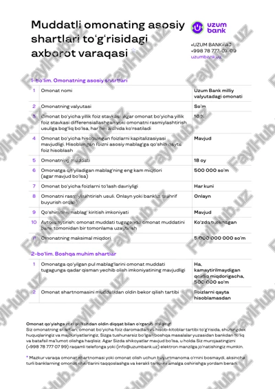 uzum bank milliy valyutadagi omonati — PDF
