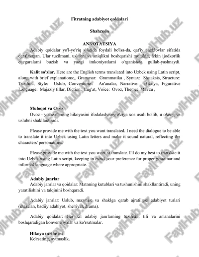 adabiyot qoidalari — DOCX