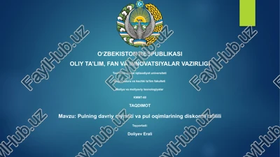 pulning davriy qiymati va pul oqimlarining diskontli tahlili — PPTX