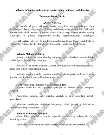 inklyuziv ta'limning mohiyati — DOCX
