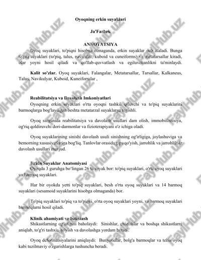 oyoqning erkin suyaklari — DOCX