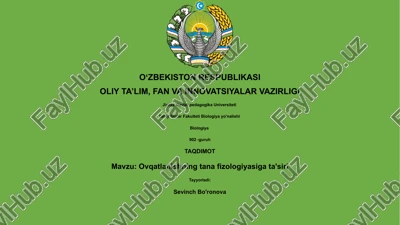 ovqatlanishning tana fizologiyasiga ta'siri — PPTX