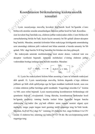 koordinatsion birikmalarning kislota-asoslik xossalari — DOC